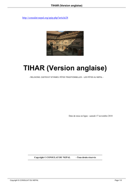 TIHAR (Version Anglaise)