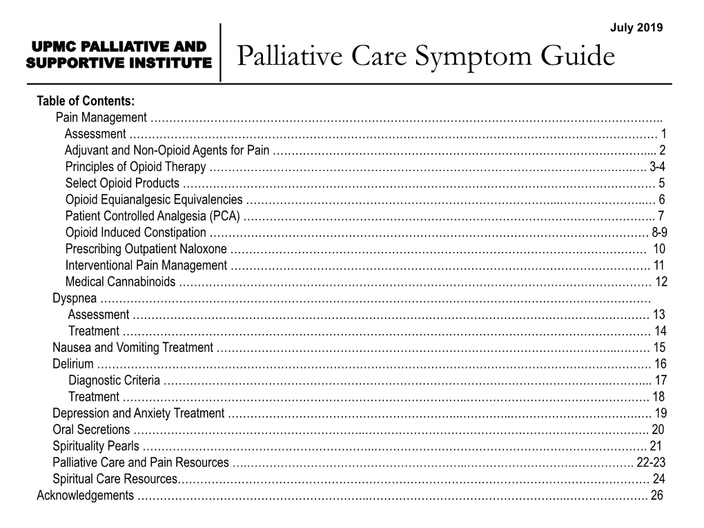 Palliative Care Symptom Guide