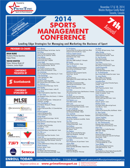 2014 SPORTS MANAGEMENT CONFERENCE Personal Information