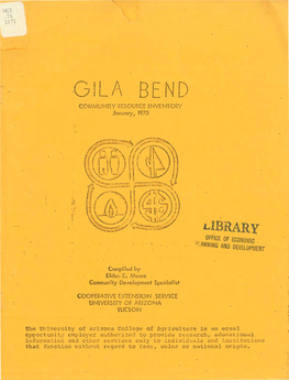 GILA BEND Comt-I,Unlty RESOURCE Ll'~VE NT ORY Januory, 1975