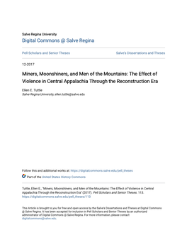 Miners, Moonshiners, and Men of the Mountains: the Effect of Violence in Central Appalachia Through the Reconstruction Era