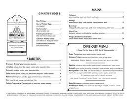 Starters Mains Dine out Menu