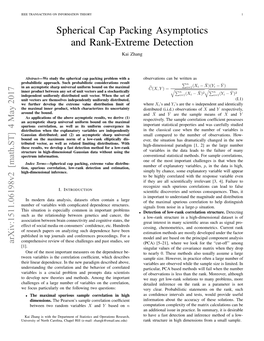 Spherical Cap Packing Asymptotics and Rank-Extreme Detection Kai Zhang