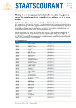 STAATSCOURANT 2020 Officiële Uitgave Van Het Koninkrijk Der Nederlanden Sinds 1814