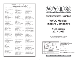 WVLO Musical Theatre Company's 55Th Season 2019–2020