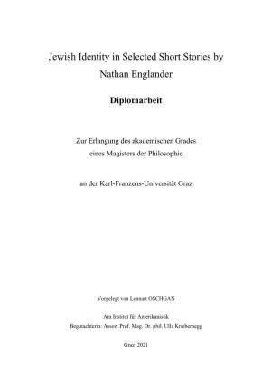 Jewish Identity in Selected Short Stories by Nathan Englander