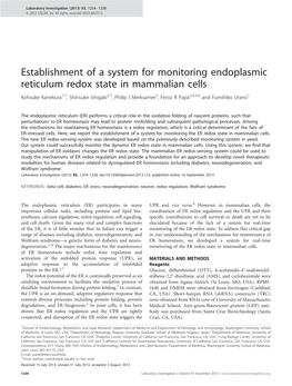 Establishment of a System for Monitoring Endoplasmic Reticulum