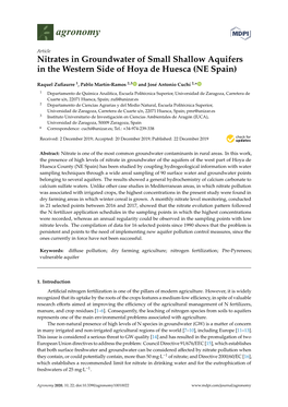Nitrates in Groundwater of Small Shallow Aquifers in the Western Side of Hoya De Huesca (NE Spain)