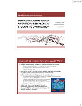 Operations Research and Stochastic Optimization