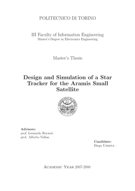 Design and Simulation of a Star Tracker for the Aramis Small Satellite