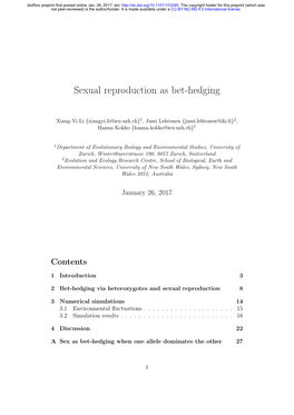 Sexual Reproduction As Bet-Hedging