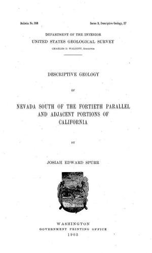 Nevada South of the Fortieth Parallel and Adjacent Portions of California
