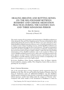 On the Relationship Between Buddhist and Chinese Meditation Practices During the Eastern Han and Three Kingdoms Period