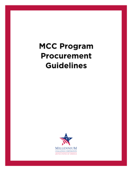MCC Program Procurement Guidelines Table of Contents 1