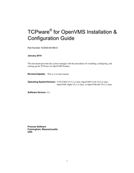 Tcpware for Openvms Installation & Configuration Guide