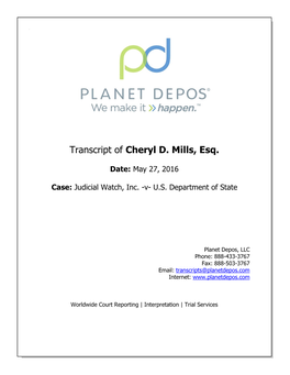 Transcript of Cheryl D. Mills, Esq