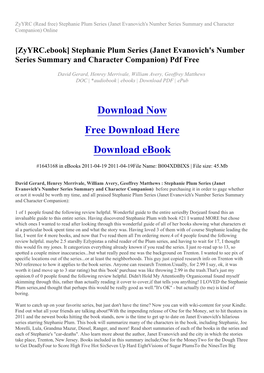 Stephanie Plum Series (Janet Evanovich's Number Series Summary and Character Companion) Online