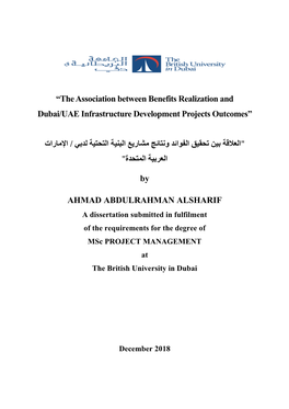 The Association Between Benefits Realization and Dubai/UAE Infrastructure Development Projects Outcomes”