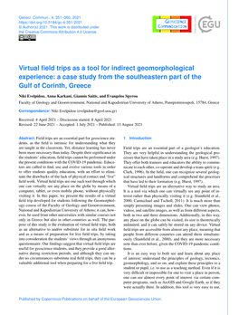 Virtual Field Trips As a Tool for Indirect Geomorphological Experience