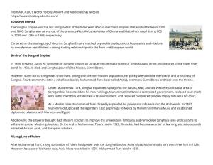 From ABC-CLIO's World History: Ancient and Medieval Eras Website