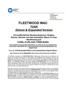 FLEETWOOD MAC TUSK Deluxe & Expanded Version