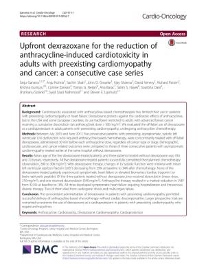 Upfront Dexrazoxane for the Reduction of Anthracycline-Induced