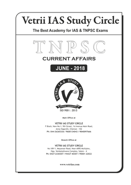 The Best Academy for IAS & TNPSC Exams JUNE