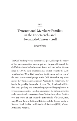 Transnational Merchant Families in the Nineteenth- and Twentieth-Century Gulf