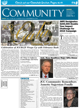Check out Our Chanukah Section, Pages 16-19. Published by the Jewish Community of Louisville, Inc