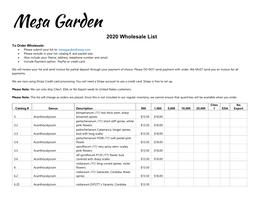 2020 Wholesale List