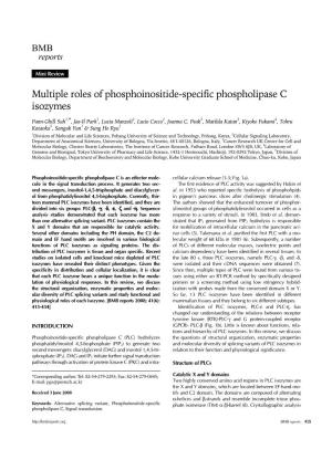 Multiple Roles of Phosphoinositide-Specific Phospholipase C Isozymes