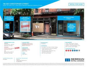 118-120 CHRISTOPHER STREET RETAIL for LEASE WEST VILLAGE, NYC | South Block Between Bleecker & Bedford Streets