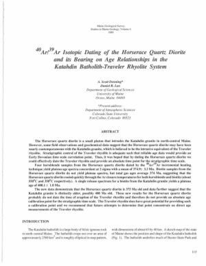 Arf9 Ar Isotopic Dating of the H Orserace Quartz Diorite and Its Bearing on Age Relationships in the Kaltlhdin Batholith-Travele