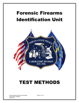 Forensic Firearms Identification Unit Test Methods