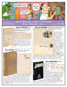 Between the Covers Rare Books, Inc. Table of Contents Literature & Misc