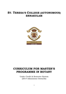 Curriculum for Master's Programme in Botany