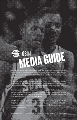 The 2003-04 Seattle Supersonics Media Guide Was Written and Edited