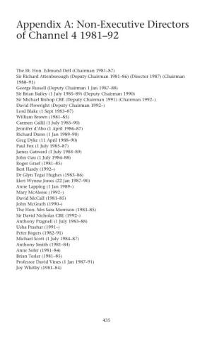 Appendix A: Non-Executive Directors of Channel 4 1981–92