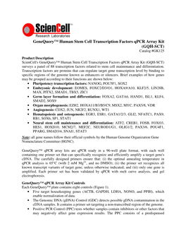 Genequery™ Human Stem Cell Transcription Factors Qpcr Array