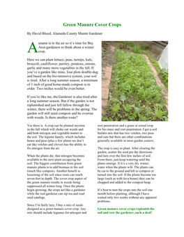 Green Manure Cover Crops