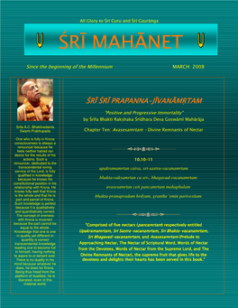 Sri Mahanet History, Originate Solely from the Fact That Spirit, in Order to Understand and Comprehend Itself