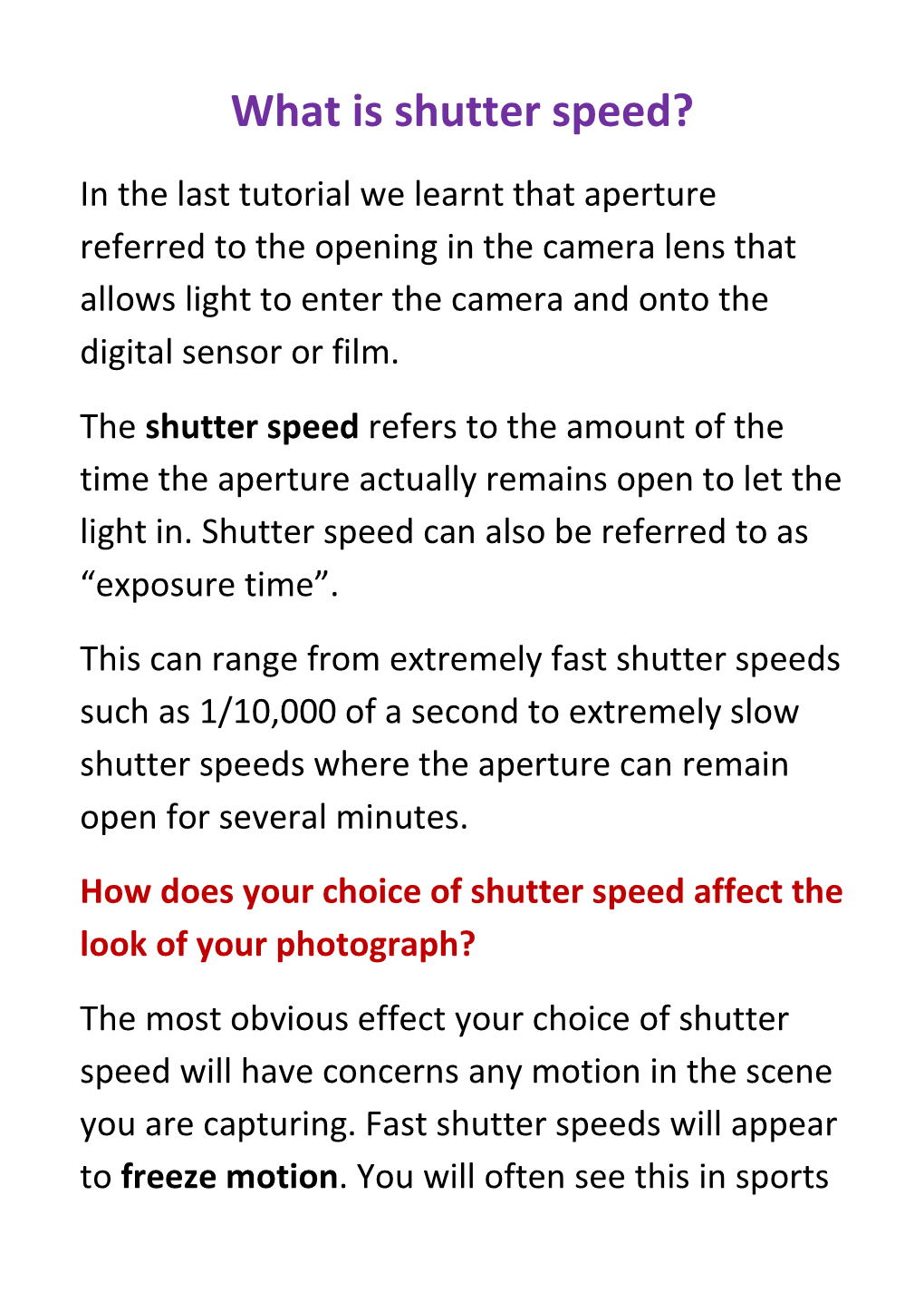 What Is Shutter Speed?