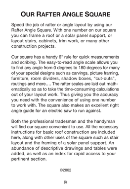 Rafter Angle Square Construction Guidebook
