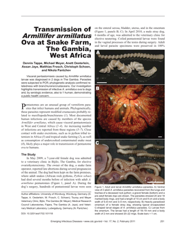 Transmission of Armillifer Armillatus Ova at Snake Farm, the Gambia, West Africa