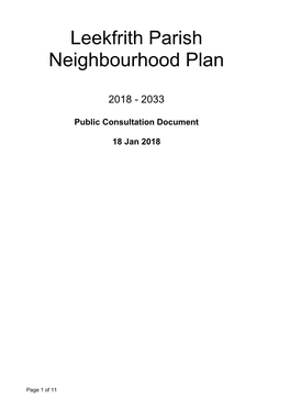 Leekfrith Neighbourhood Plan Public Consultation Document