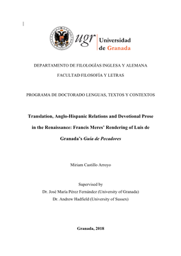 Francis Meres' Rendering of Luis De Granada's Guía De Pecadores