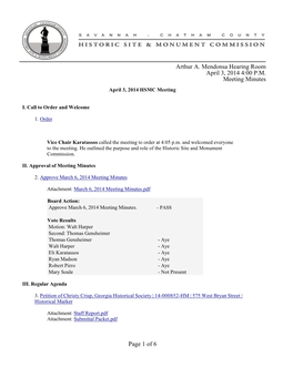 Arthur A. Mendonsa Hearing Room April 3, 2014 4:00 P.M. Meeting Minutes April 3, 2014 HSMC Meeting