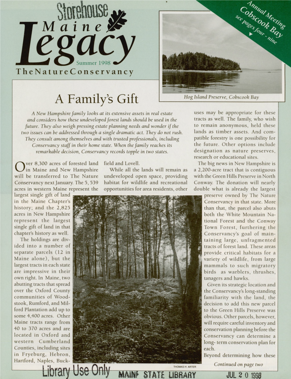 Maine Legacy, Summer 1998 Significant Conservation Value