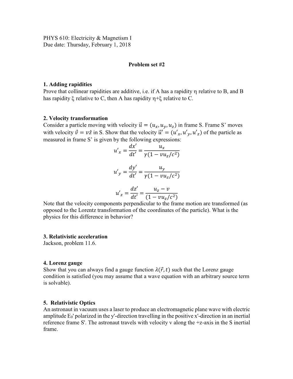 PHYS 402: Electricity & Magnetism II