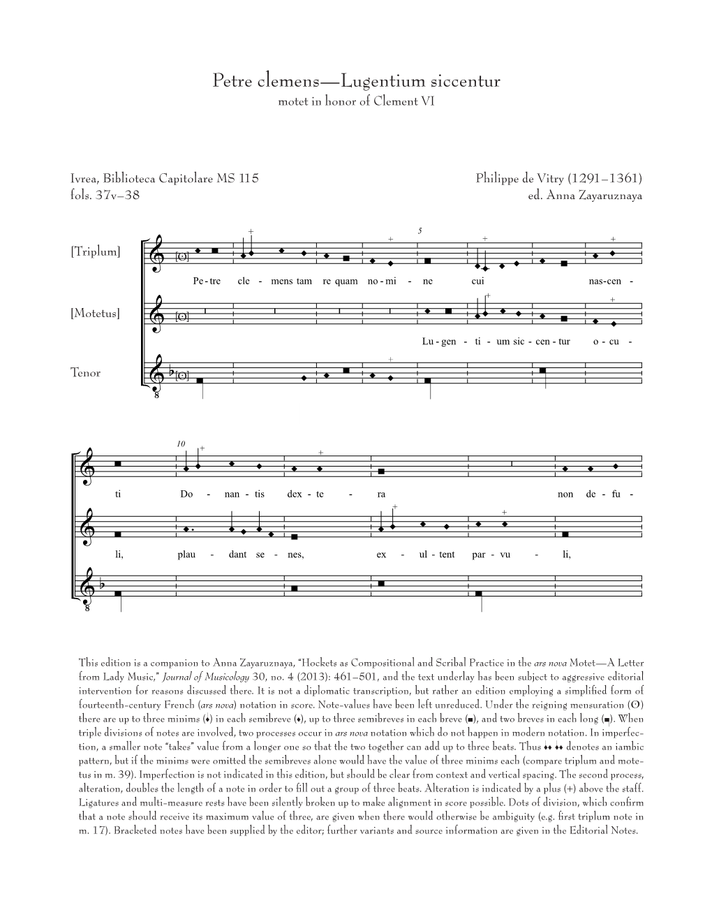 Petre Clemens—Lugentium Siccentur Motet in Honor of Clement VI